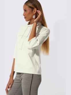 Sweatshirt à col roulé et manches 3/4 avec pierres fantaisie