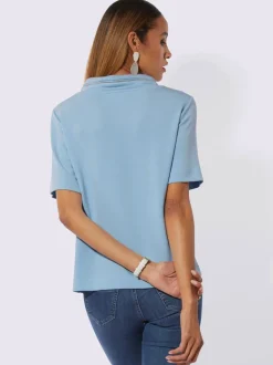 Sweatshirt à col V chevauchant avec manches courtes et finition douce
