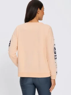 Sweatshirt confortable à encolure ronde avec motifs animaux sur les manches