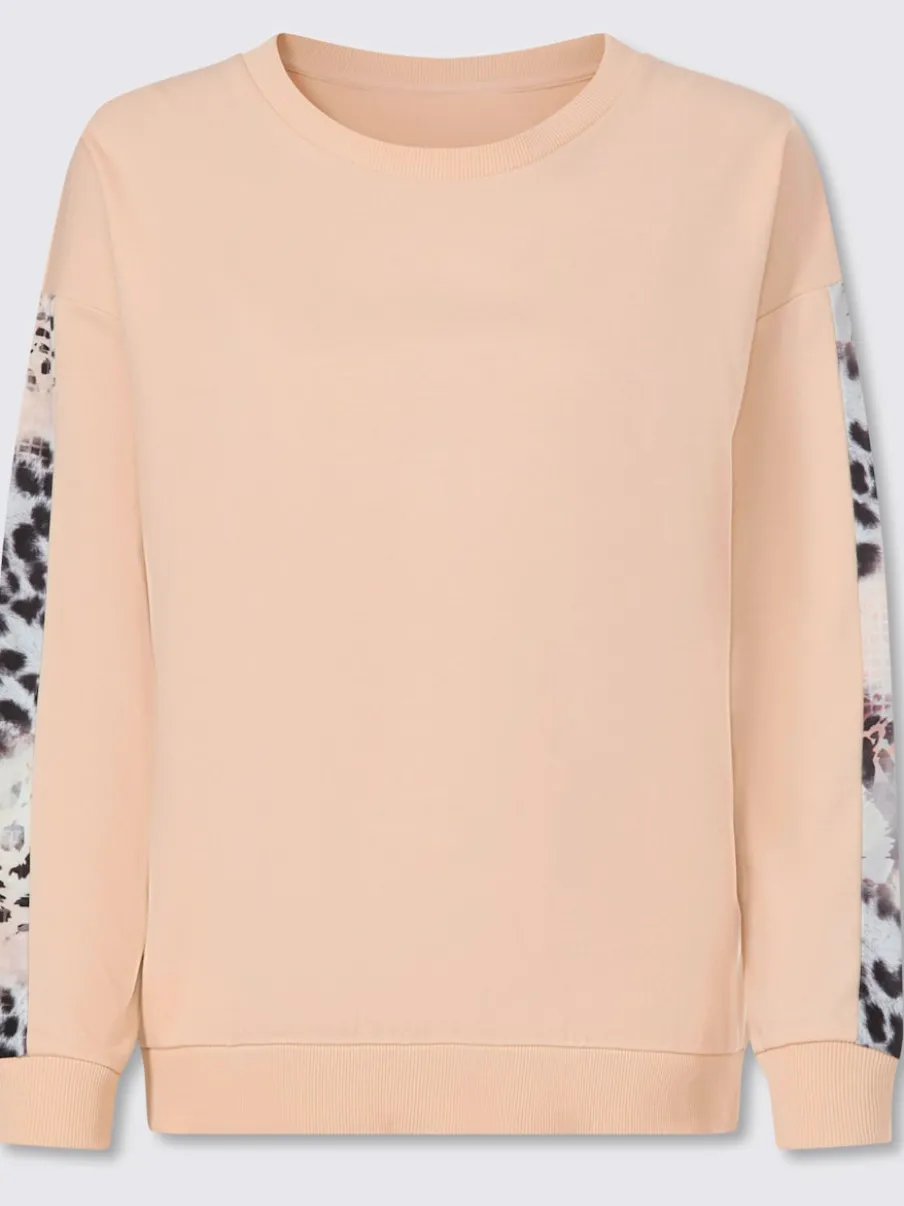 Sweatshirt confortable à encolure ronde avec motifs animaux sur les manches