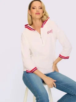 Sweatshirt décontracté avec col à capuche et mancherons