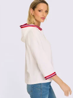 Sweatshirt décontracté avec col à capuche et mancherons