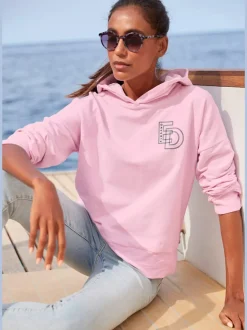 Sweatshirt décontracté avec grande capuche doublée et fente latérale