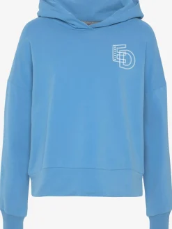 Sweatshirt décontracté avec grande capuche doublée et fente latérale