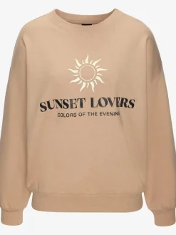 Sweatshirt décontracté avec imprimé et bords-côtes aux ourlets