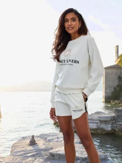 Sweatshirt décontracté avec imprimé et bords-côtes aux ourlets