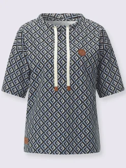 Sweatshirt décontracté motif graphique avec col ajustable