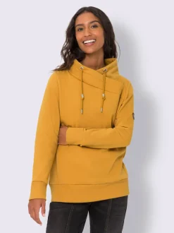 Sweatshirt doux col montant avec empiècements synthétiques sportifs