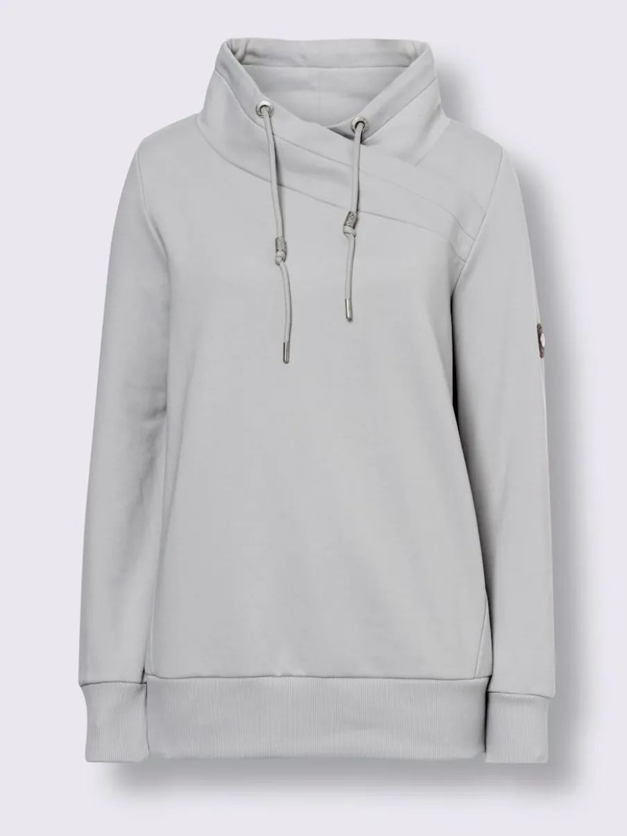 Sweatshirt doux col montant avec empiècements synthétiques sportifs