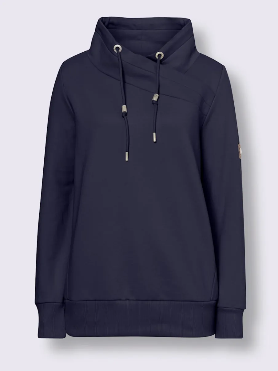 Sweatshirt doux col montant avec empiècements synthétiques sportifs