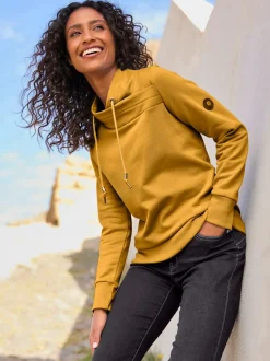 Sweatshirt doux col montant avec empiècements synthétiques sportifs