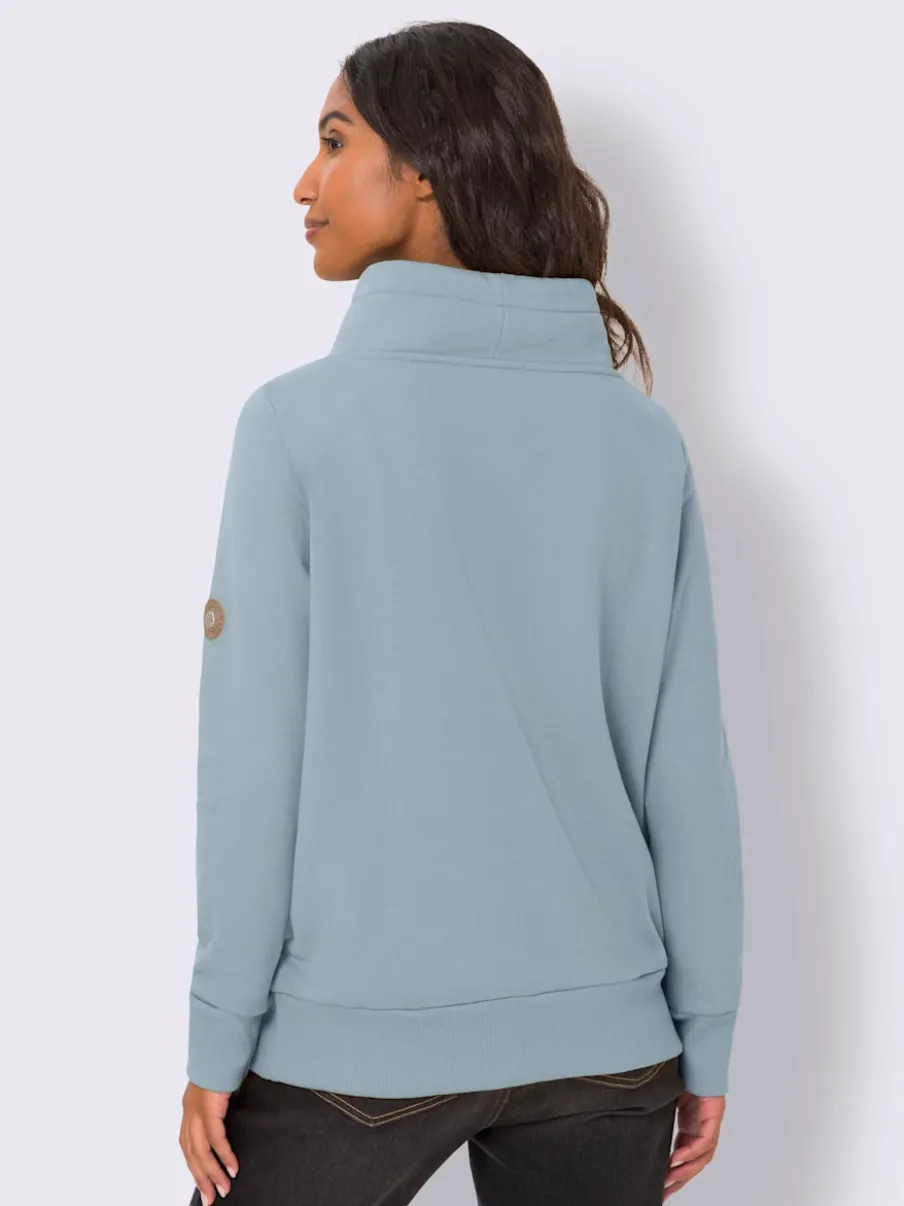 Sweatshirt doux col montant avec empiècements synthétiques sportifs