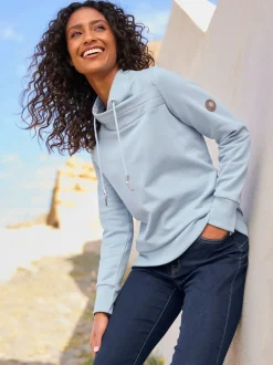 Sweatshirt doux col montant avec empiècements synthétiques sportifs