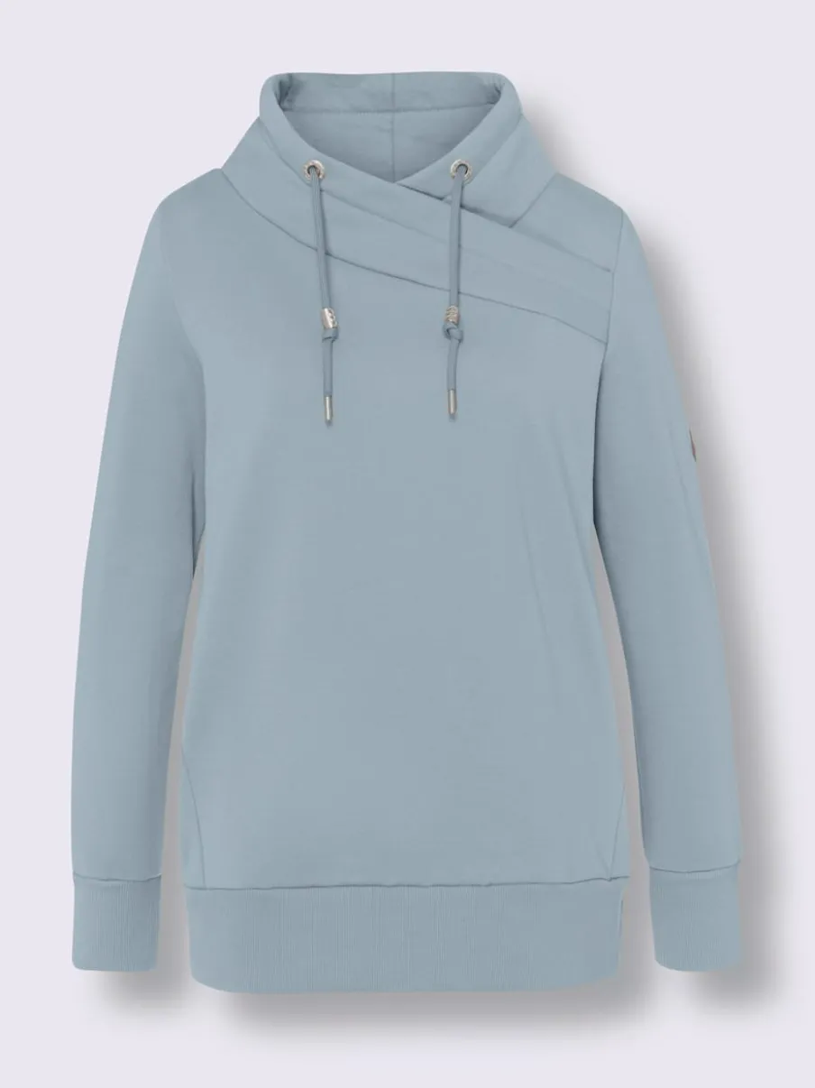 Sweatshirt doux col montant avec empiècements synthétiques sportifs