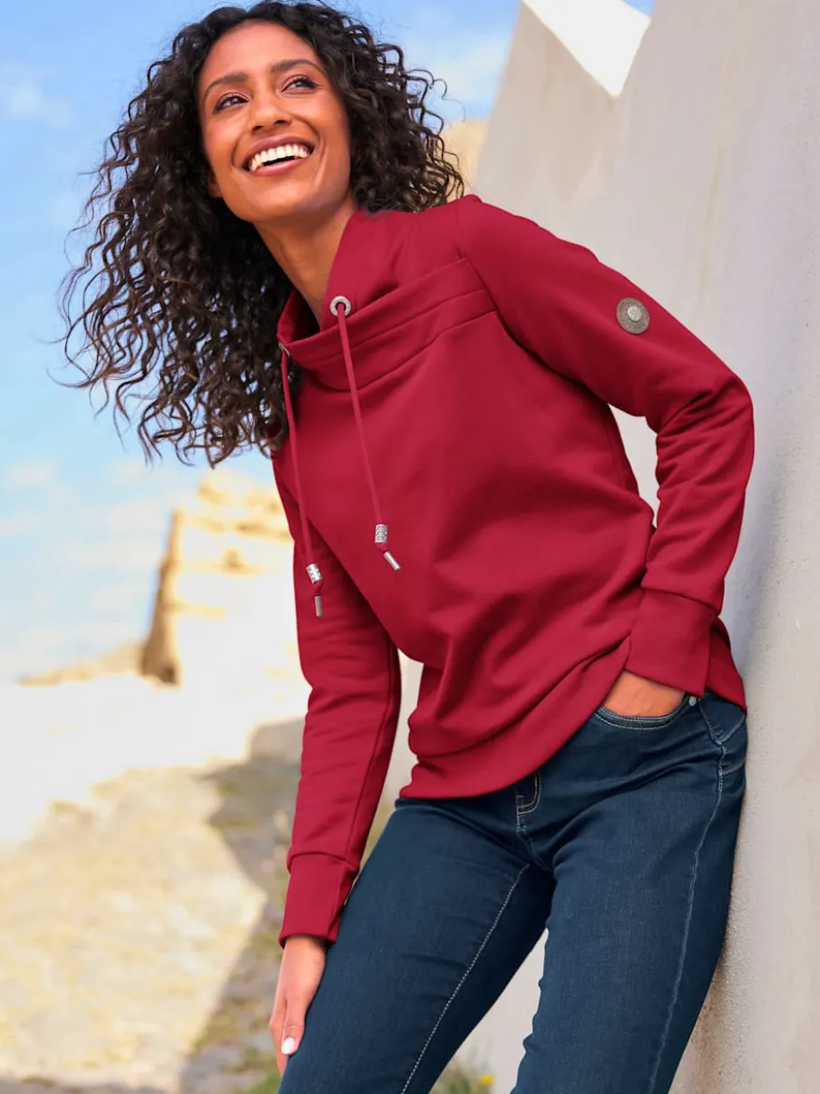 Sweatshirt doux col montant avec empiècements synthétiques sportifs