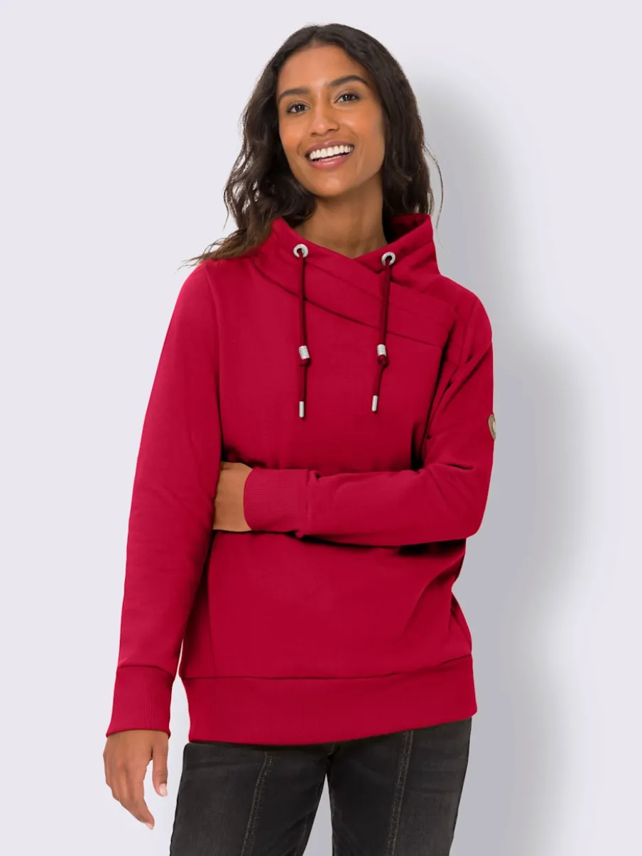 Sweatshirt doux col montant avec empiècements synthétiques sportifs