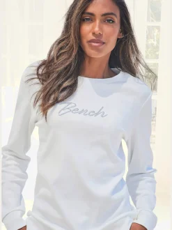 Sweatshirt à encolure ronde avec logo brodé et bords-côtes