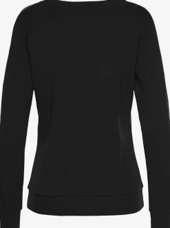 Sweatshirt à encolure ronde avec logo brodé et bords-côtes