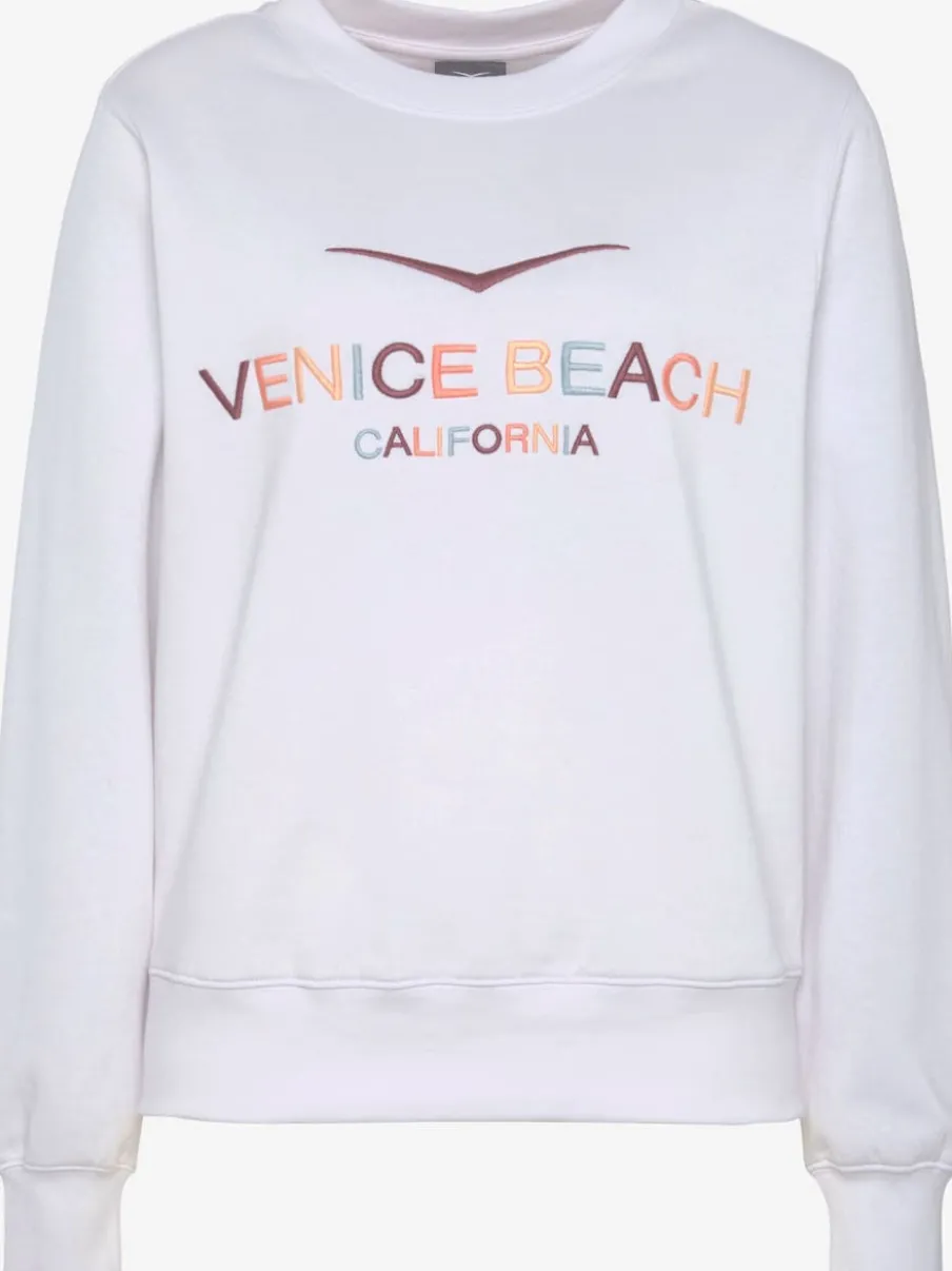 Sweat-shirt à encolure ronde avec logo brodé devant et bords-côtes doux