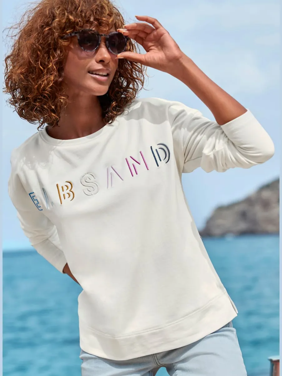 Sweat-shirt encolure ronde avec logo brodé multicolore