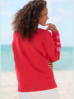 Sweat-shirt à encolure ronde avec logo sur manches