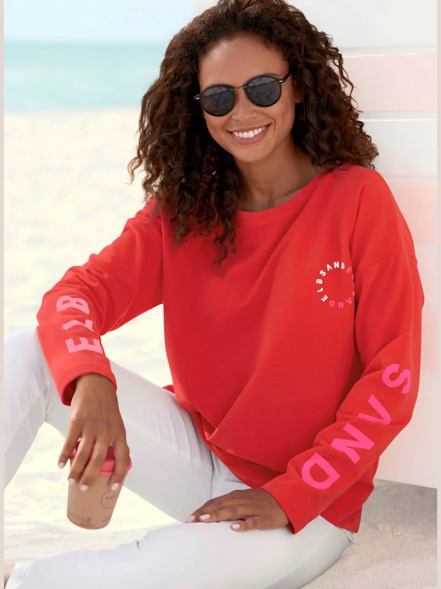 Sweat-shirt à encolure ronde avec logo sur manches