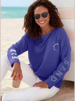 Sweat-shirt à encolure ronde avec logo sur manches