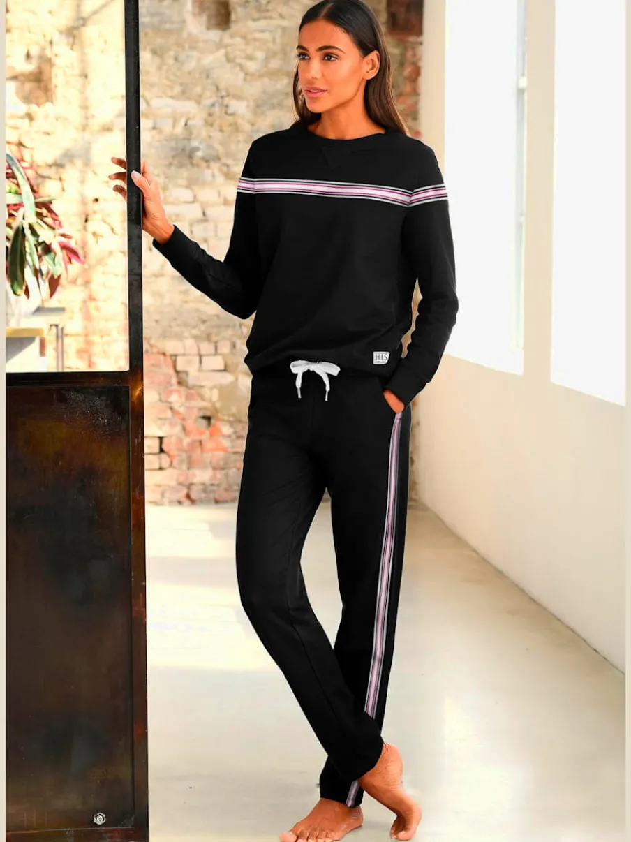 Sweatshirt à encolure ronde avec rayures et manches longues