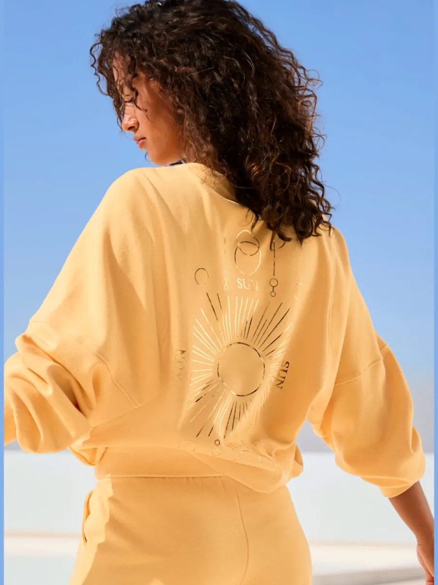 Sweatshirt à encolure ronde avec bords-côtes et coton doux