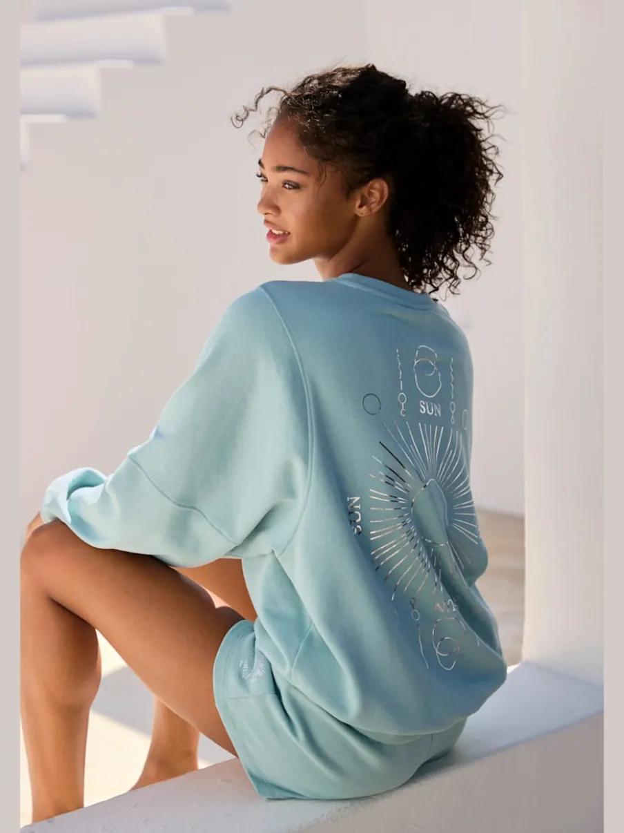 Sweatshirt à encolure ronde avec bords-côtes et coton doux