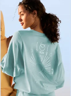 Sweatshirt à encolure ronde avec bords-côtes et coton doux