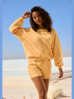 Sweatshirt à encolure ronde avec bords-côtes et coton doux