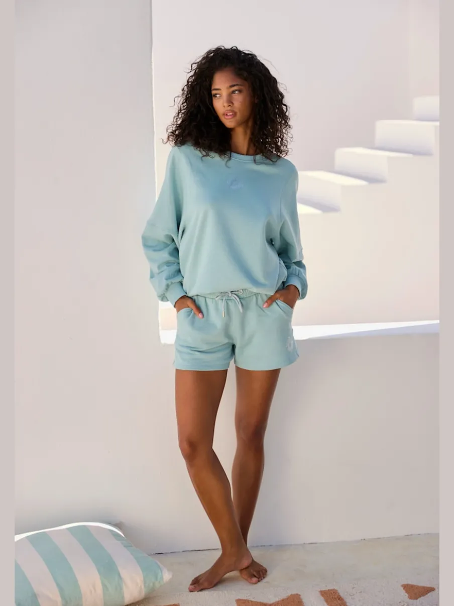 Sweatshirt à encolure ronde avec bords-côtes et coton doux