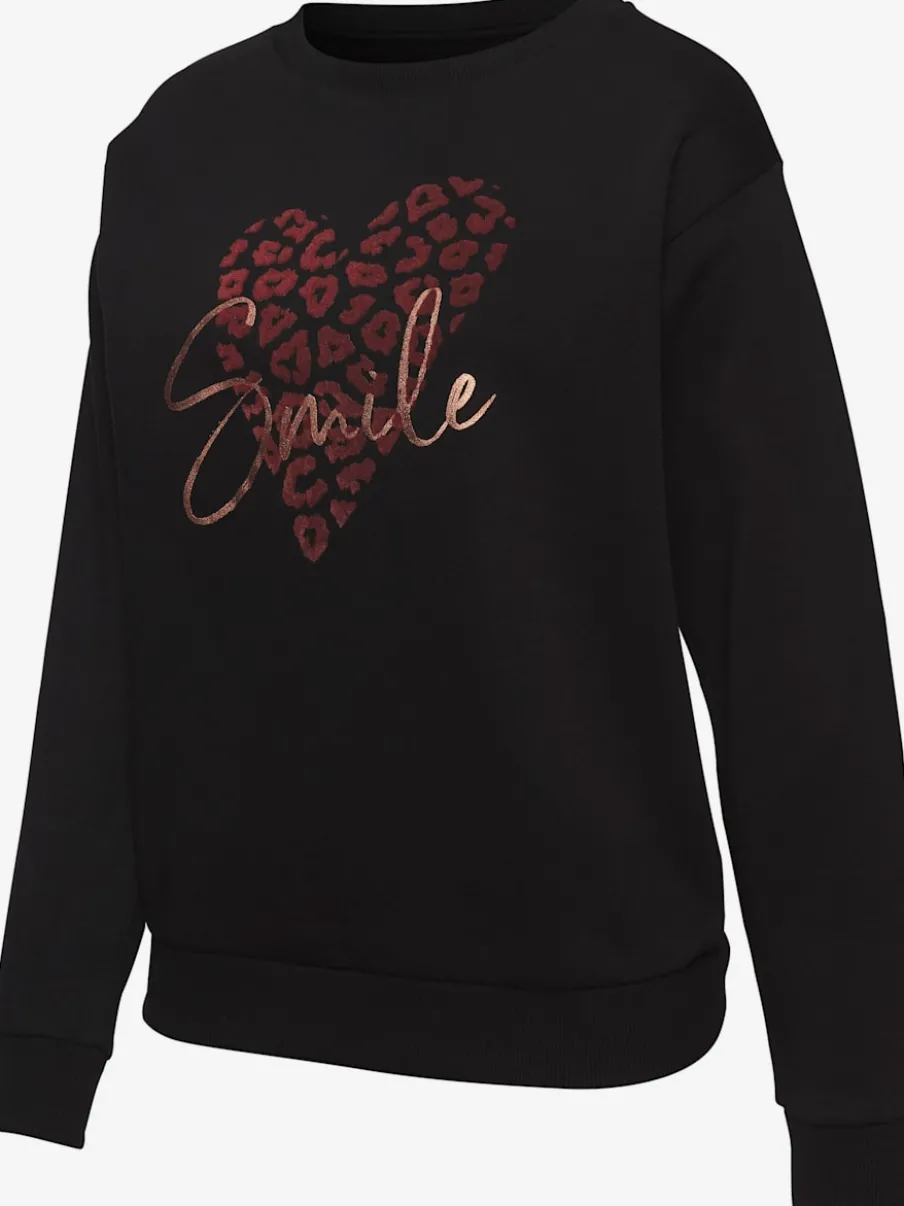Sweat-shirt à encolure ronde avec motif léopard en devant
