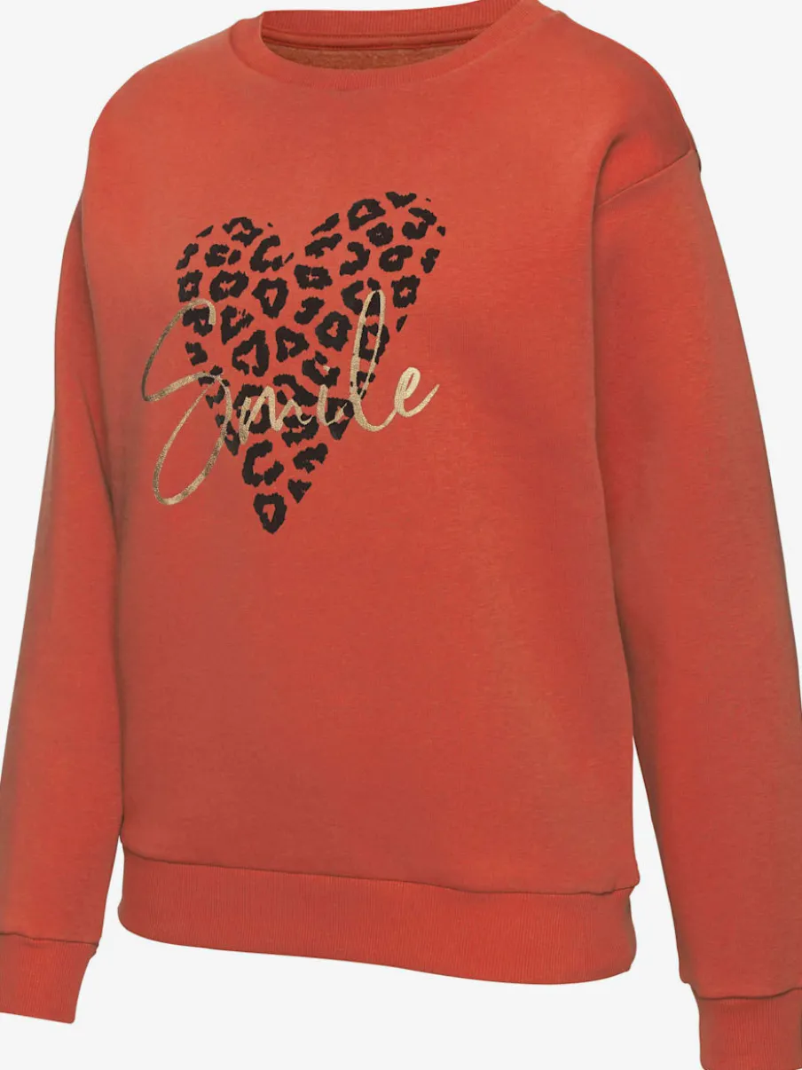 Sweat-shirt à encolure ronde avec motif léopard en devant