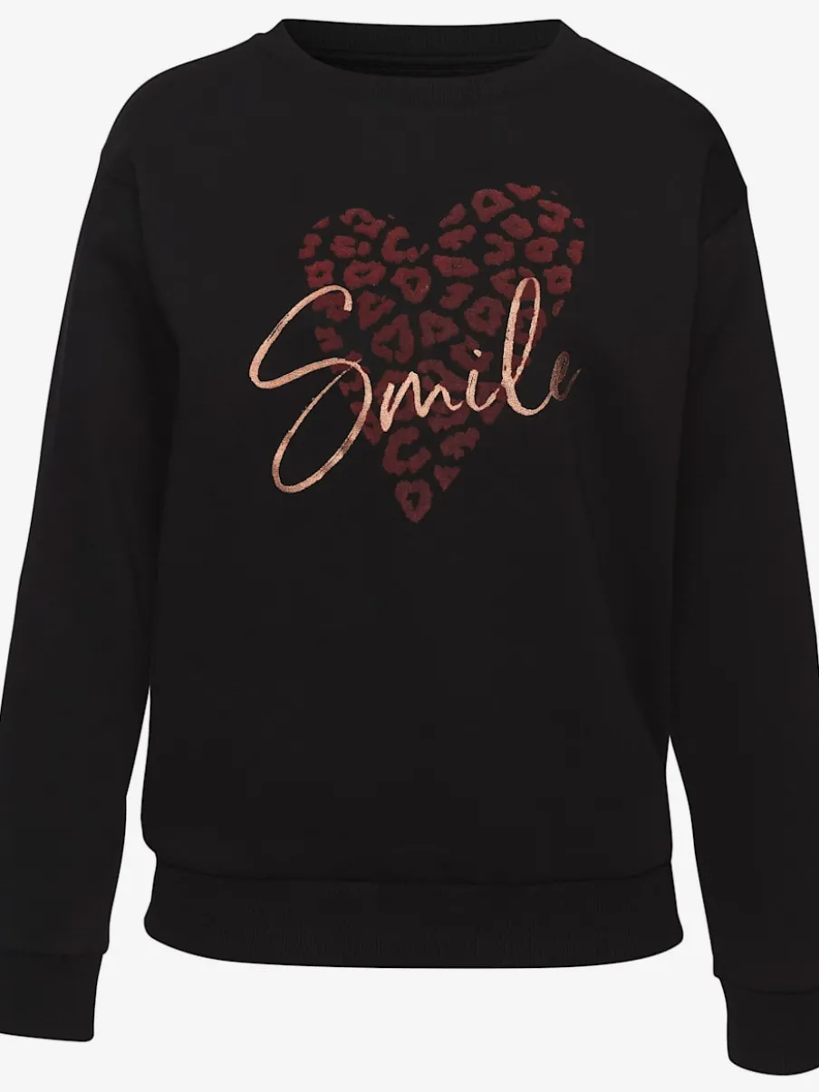 Sweat-shirt à encolure ronde avec motif léopard en devant