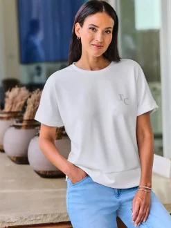 Sweatshirt à encolure ronde avec mancherons et logo décoratif