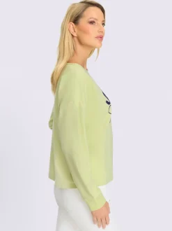 Sweatshirt en coton avec encolure U et inscription