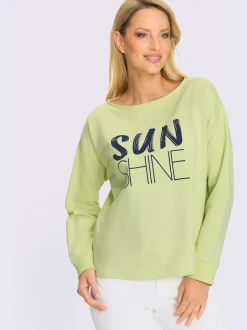 Sweatshirt en coton avec encolure U et inscription