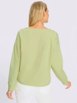 Sweatshirt en coton avec encolure U et inscription
