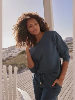 Sweatshirt en coton doux à encolure ronde et manches longues