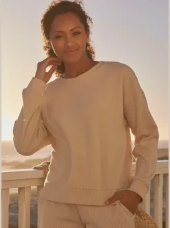 Sweatshirt en coton doux à encolure ronde et manches longues