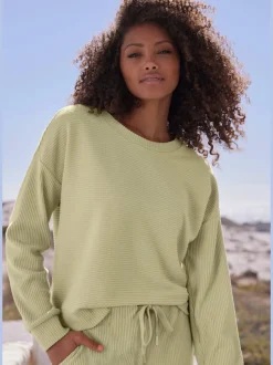 Sweatshirt en coton doux à encolure ronde et manches longues