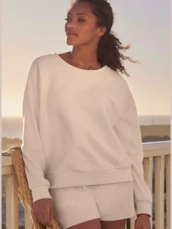 Sweatshirt en coton doux à encolure ronde et manches longues