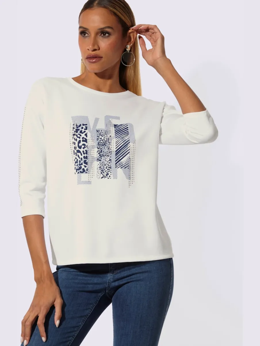 Sweatshirt en modal doux avec motif graphique et manches 3/4