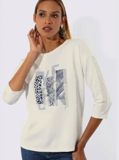 Sweatshirt en modal doux avec motif graphique et manches 3/4