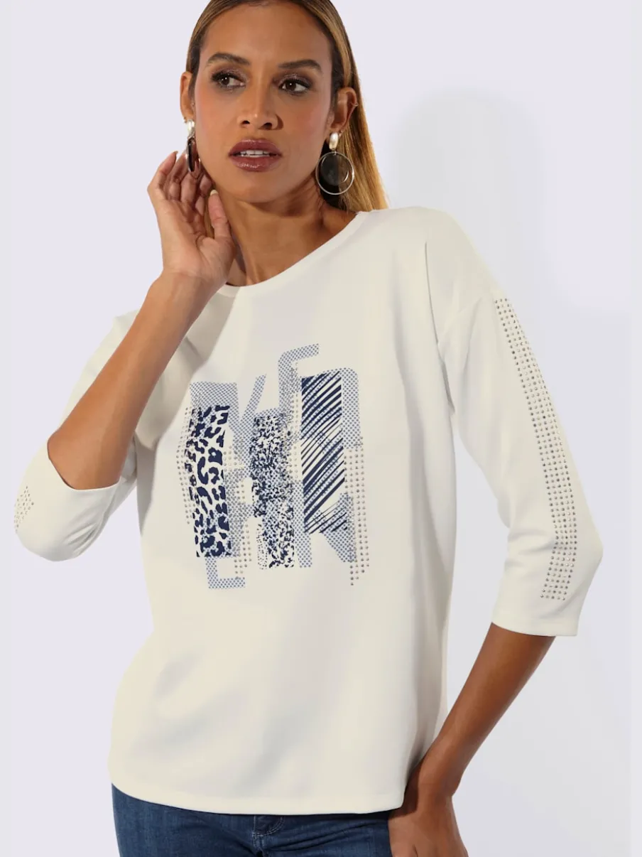 Sweatshirt en modal doux avec motif graphique et manches 3/4
