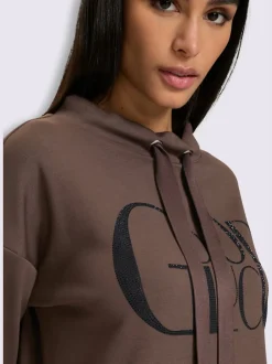 Sweatshirt inscription avec petites pierres brillantes fantaisie
