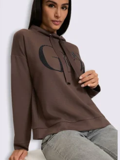 Sweatshirt inscription avec petites pierres brillantes fantaisie