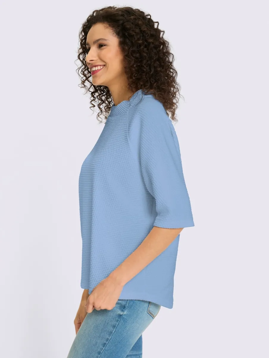 Sweatshirt léger à col montant avec manches mi-longues